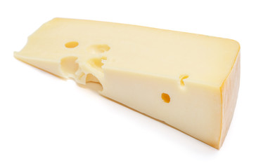 swiss cheese or cheddar on white background