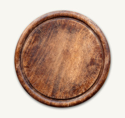 Wooden cutting board isolated on white background