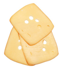 swiss cheese or cheddar on white background