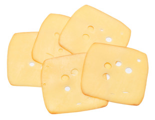 swiss cheese or cheddar on white background