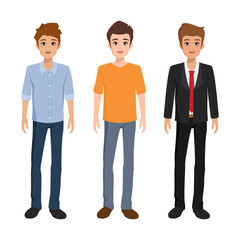 character of man in different style standing pose.