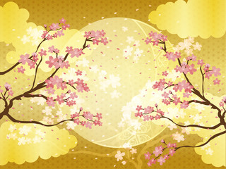 桜と金の和柄の背景素材