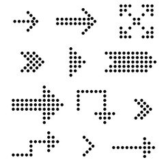 Dotted arrows set. Digital arrow symbols