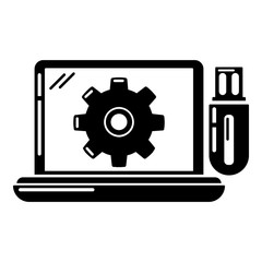 Laptop repair icon, simple style.