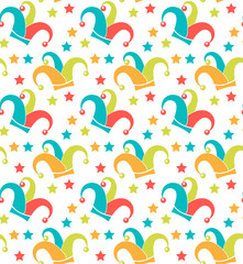 Carnival seamless pattern. Purim repetitive texture. Holiday, masquerade, festival, party. Endless background, backdrop wallpaper paper Vector illustration