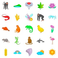 Obraz premium Exotic beast icons set, cartoon style