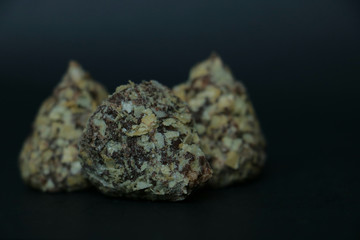 crumbles waffles on chocolate candy 