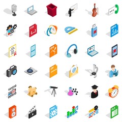 Mail technology icons set, isometric style