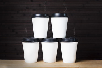 coffee glasses on a wooden background