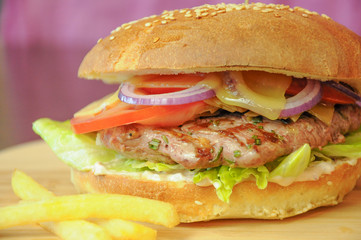 Burger with steak