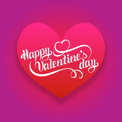 Vector hand lettering phrase Happy Valentines Day. February 14 calligraphy in heart shape.