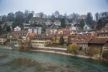 Fototapeta na wymiar Bern view from Aare river. Switzerland.
