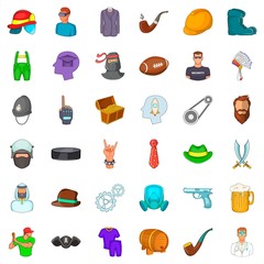 Working personnel icons set, cartoon style