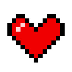 red heart pixel love romatic passion icon. Isolated and flat illustration, stock vector graphic