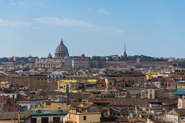 Obraz premium Cityscape of Rome and Basilica of Saint Peter in the Vatican