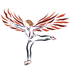 Figure skating, a man with wings