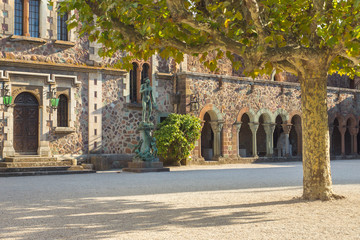 The facade of a castle on a sunny summer day in Mandelieu-la-Napoule, France, Europe