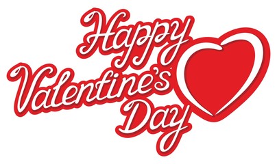 Happy Valentine's Day lettering with heart. Vector illustration