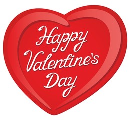 Happy Valentine's Day white lettering in the middle of the heart . Vector illustration