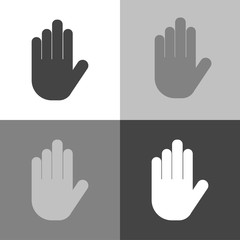 Set hand icon vector.  White vector icon on white-grey-black color