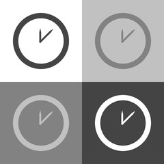 Clock icon vector set illustration. Office clock illustration with shadow design.  White vector icon on white-grey-black color