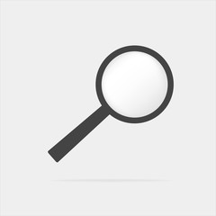 Search and magnify icon. magnifier or loupe sign. Vector icon on grey background.