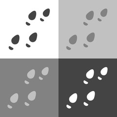 Vector image of shoes tracks, imprint of shoe.Vector set icon on white-grey-black color
