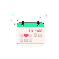Valentine's Day. February. Day in the calendar. Vector image of the calendar. Calendar icon. Image of the calendar using the actual fashionable color