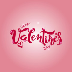 Vector illustration: Greeting card with handwritten modern type lettering of Happy Valentine's Day