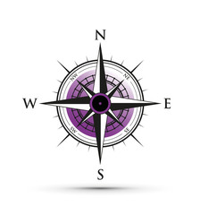 purple compass over white background