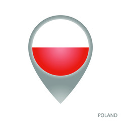 Map pointer with flag of Poland. Gray abstract map icon. Vector Illustration.