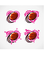 Love Basketball Vector Set of 4