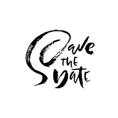 Save the date. Modern ink dry brush pen lettering. Handwritten vector inscription. Typography banner. Calligraphy poster.