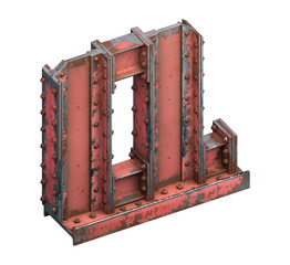 Painted construction of steel beams font.