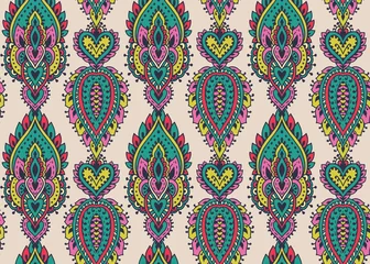 Tapeten Marokkanische Fliesen Vektor nahtlose Muster mit Henna Mehndi floralen Elementen.
