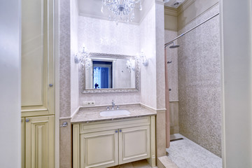 Modern interior of the bathroom in the new house.