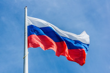 Flag of Russia waving on wind