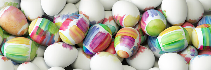 Ostereier zu Ostern mit Wasserfarbe bemalen