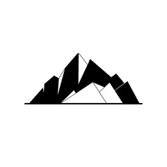 Mountain peaks silhouette icon in flat style