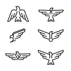 Set of birds predator line icons, isolated on white background. Logo for your project. Vector illustration.