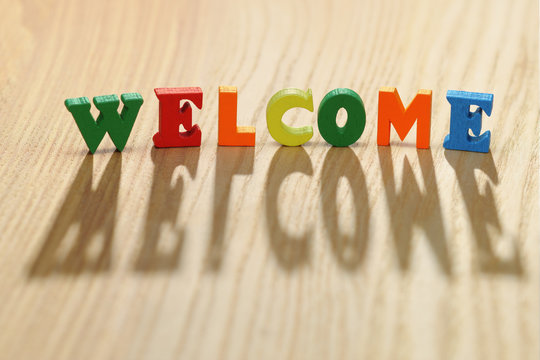 Word welcome from colored letters.