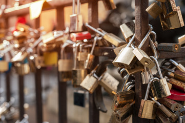 Padlocks love sign, romance and togetherness concept