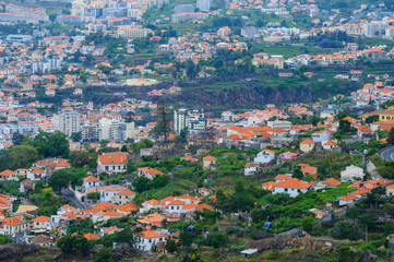 Fototapeta na wymiar Landscape with town. View of Funchal