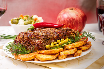 Appetizing baked fillet of pork