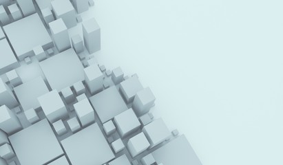 3D rendering Of Abstract Different Size Cubes Background Top View