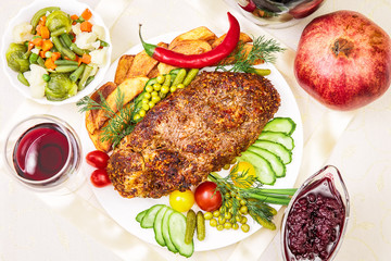 Appetizing baked fillet of pork