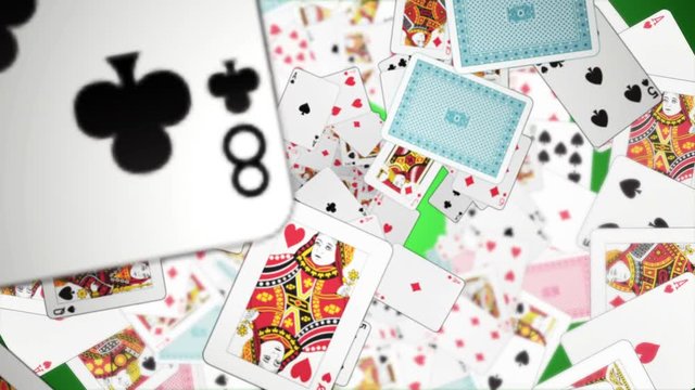 Falling Poker Card Animation Background, Loop, Rendering, with Alpha Channel, 4k
