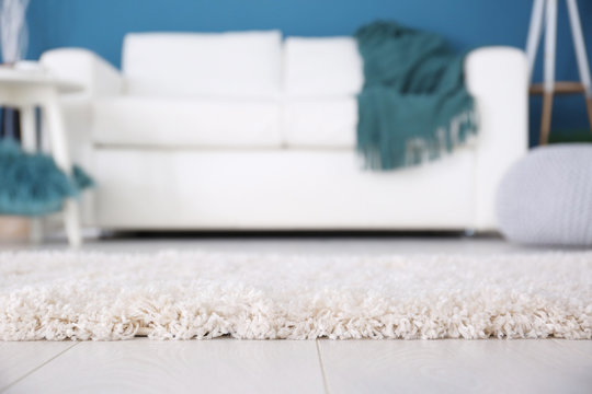 Fluffy Carpet On Floor In Room