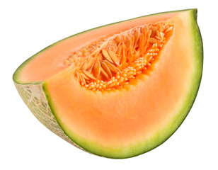 sliced cantaloupe melon path isolated