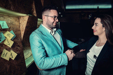 Young people with post it notes, working and having fun